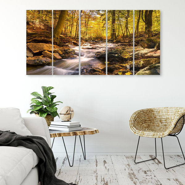 Union Rustic Leinwandbild Autumn Forest Mountain Stream Wayfair De